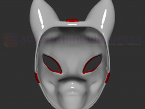japanese fox mask demon kitsune costume cosplay helmet stl file 3D Baskı Modeli