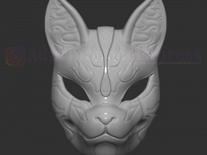 japanese fox mask demon kitsune costume cosplay helmet stl file 3D Baskı Modeli