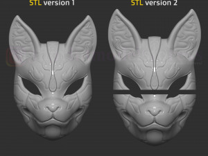 japanese fox mask demon kitsune costume cosplay helmet stl file 3D Baskı Modeli