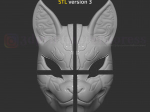 japanese fox mask demon kitsune costume cosplay helmet stl file 3D Baskı Modeli