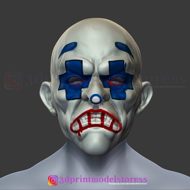 henchmen dark knight clown joker mask costume helmet 3D 打印模型 .c4d .max .obj .3ds .fbx .stl .blend 