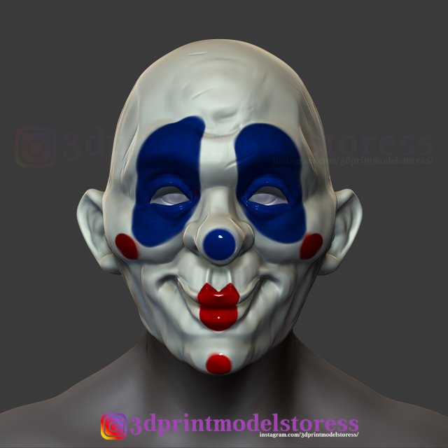 henchmen dark knight clown joker mask costume helmet 3D-printmodel .c4d .max .obj .3ds .fbx .stl .blend 