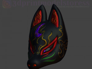 japanese fox mask demon kitsune cosplay costume helmet Modelo de impresión 3D