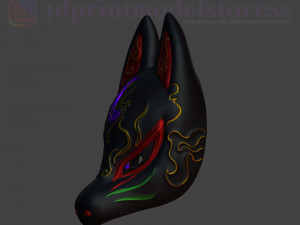 japanese fox mask demon kitsune cosplay costume helmet Modelo de impresión 3D