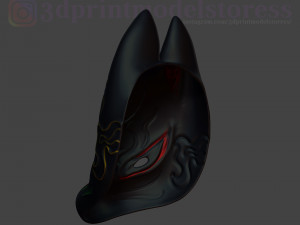japanese fox mask demon kitsune cosplay costume helmet Modelo de impresión 3D