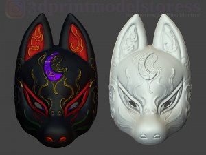 japanese fox mask demon kitsune cosplay costume helmet Modelo de impresión 3D