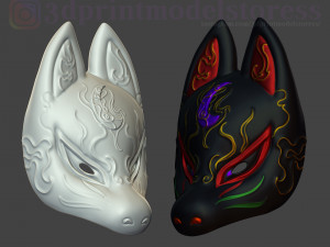 japanese fox mask demon kitsune cosplay costume helmet Modelo de impresión 3D