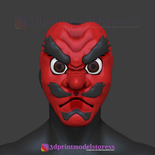 D&auml;monent&ouml;ter Sakonji Urokodaki Maske Kimetsu no Yaiba Cosplay Helm 3D Druckmodell .c4d .max .obj .3ds .fbx .stl .blend 
