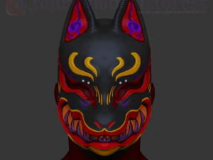 file stl helm cosplay kitsune setan topeng rubah jepang Model Cetak 3D