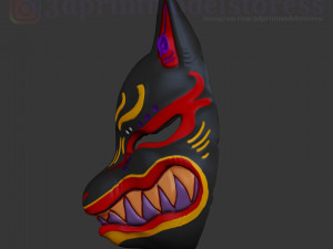 japanese fox mask demon kitsune cosplay helmet stl file 3D Print Model