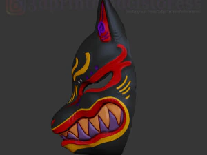 japanese fox mask demon kitsune cosplay helmet stl file 3D Print Model