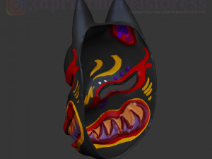 japanese fox mask demon kitsune cosplay helmet stl file 3D Print Model