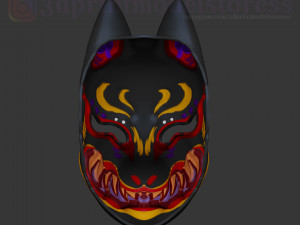 japanese fox mask demon kitsune cosplay helmet stl file 3D Print Model