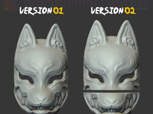japanese fox mask demon kitsune cosplay helmet stl file 3D Print Model