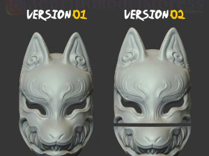 japanese fox mask demon kitsune cosplay helmet stl file 3D Print Model