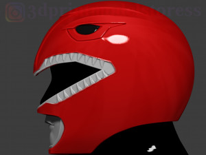 red ranger mighty morphin power ranger helmet cosplay stl file 3D Baskı Modeli