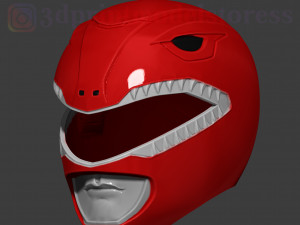 red ranger mighty morphin power ranger helmet cosplay stl file 3D Baskı Modeli