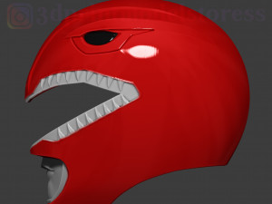 red ranger mighty morphin power ranger helmet cosplay stl file 3D Baskı Modeli