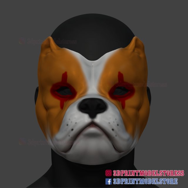bulldog mask stl file halloween cosplay helmet 3d printable model 3D Принт Модель .c4d .max .obj .3ds .fbx .stl .blend