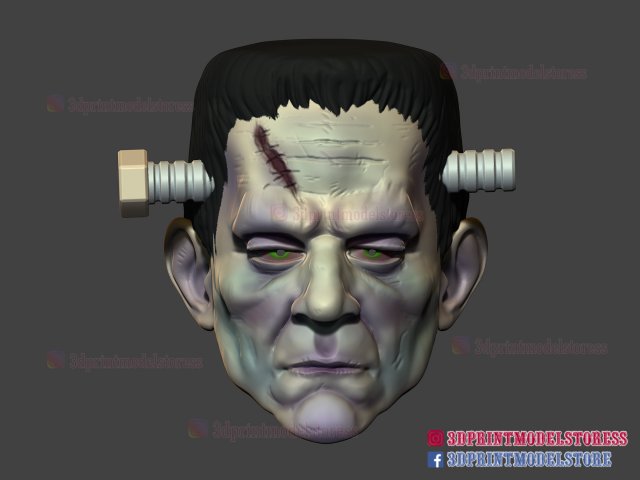 frankenstein cosplay mask - monster halloween helmet Modèles 3D en vedette .c4d .max .obj .3ds .fbx .stl .blend 