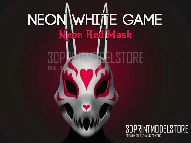 Neon White Red Mask for Cosplay Halloween 3D Print Model .c4d .max .obj .3ds .fbx .stl .blend 