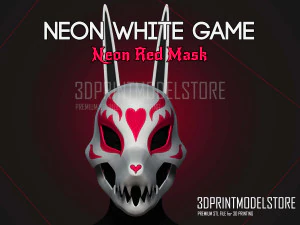 Topeng Merah Putih Neon untuk Cosplay Halloween Model Cetak 3D