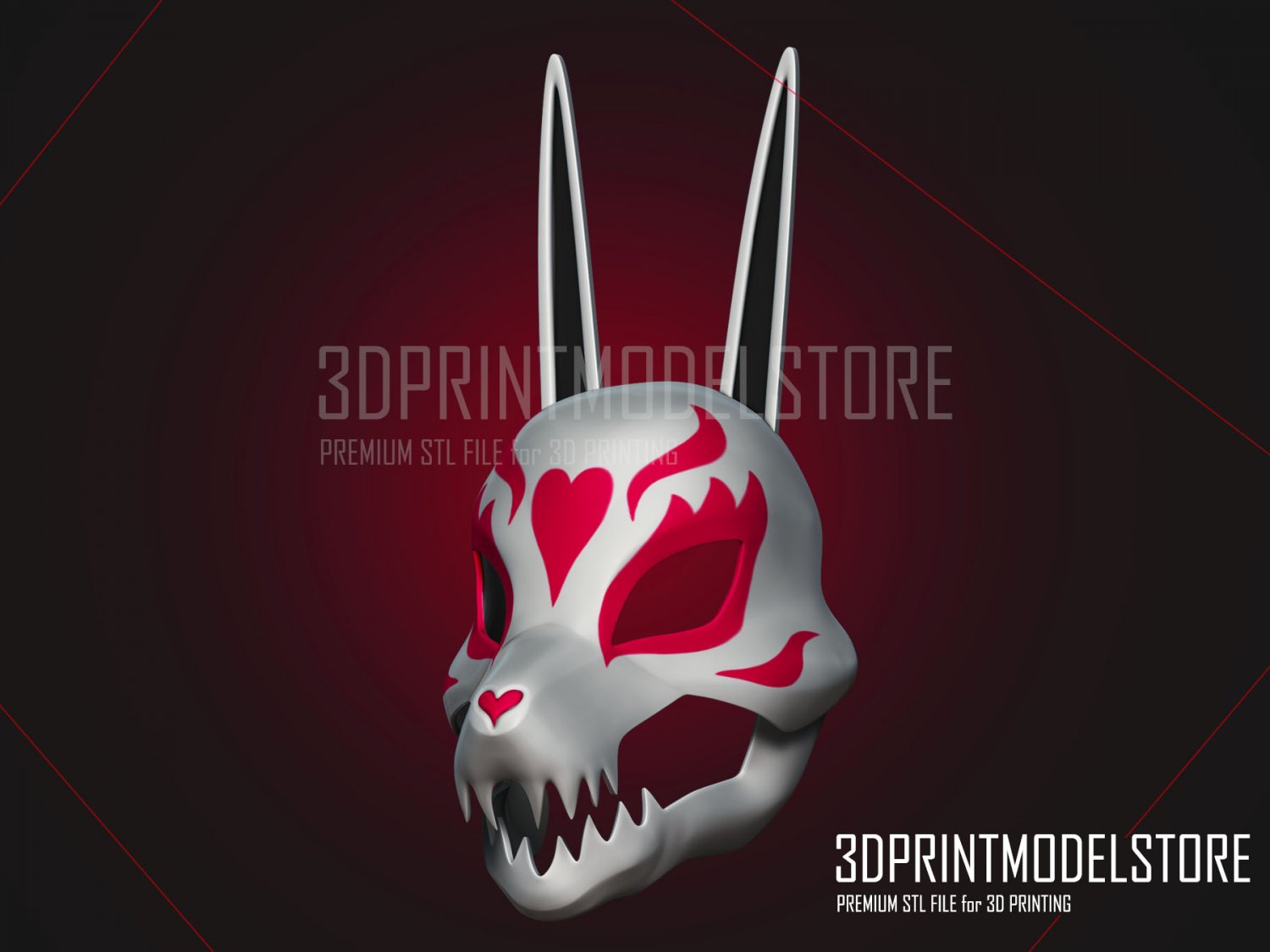 Neon White Red Mask for Cosplay Halloween 3D Print Model