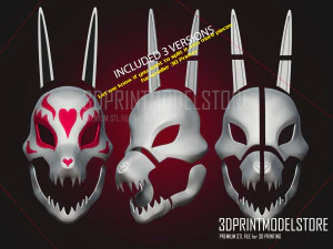 Neon White Red Mask for Cosplay Halloween 3D Print Model