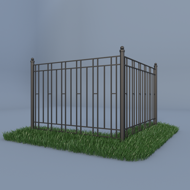 iron fence 3D Model .c4d .max .obj .3ds .fbx .stl .blend 
