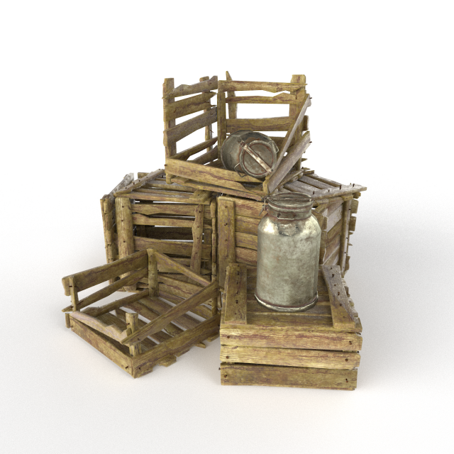 old wooden box Model 3D .c4d .max .obj .3ds .fbx .stl .blend