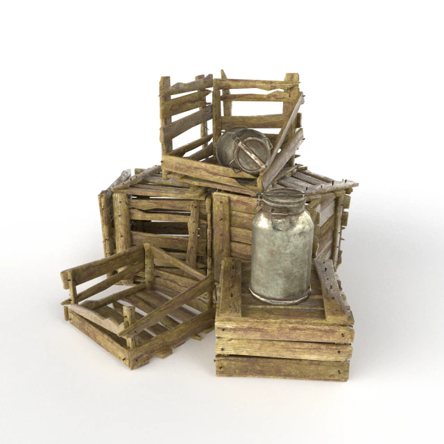 old wooden box 3D Model .c4d .max .obj .3ds .fbx .stl .blend 