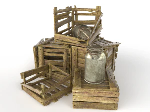 kotak kayu tua Model 3D