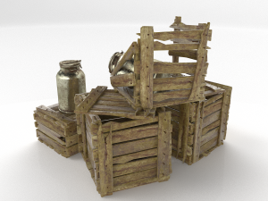 old wooden box Model 3D