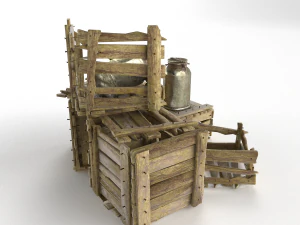 old wooden box 3D Model