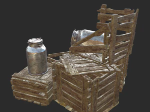 old wooden box 3D Model