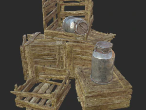 old wooden box 3D Model