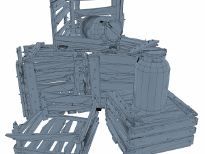 old wooden box Model 3D