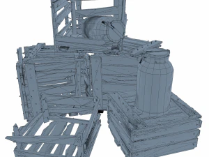 old wooden box 3D Model