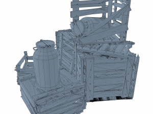 old wooden box Model 3D