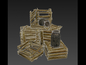 old wooden box Model 3D