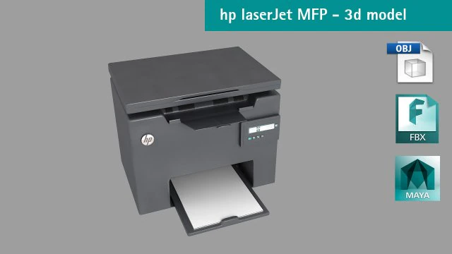 hp laserjet pro mfc printer 3D Model .c4d .max .obj .3ds .fbx .stl .blend 