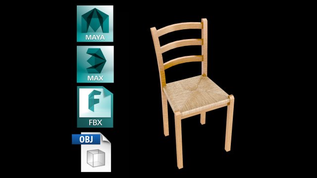 kitchen chair lowpoly 3D Model .c4d .max .obj .3ds .fbx .stl .blend 