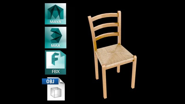 kitchen chair lowpoly 3D Model .c4d .max .obj .3ds .fbx .stl .blend 