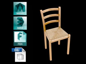 кухонный стул лоуполи 3D Модель