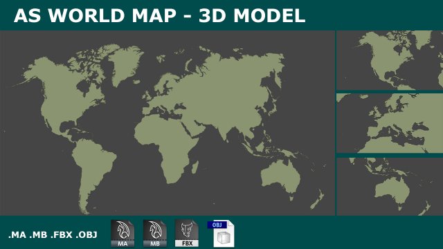 3d map - world planisphere 3Dモデル .c4d .max .obj .3ds .fbx .stl .blend 