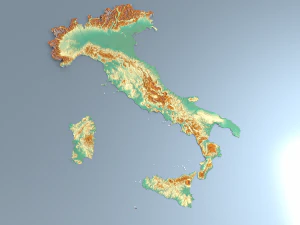 3d map - italy with relief 5k 3D Model