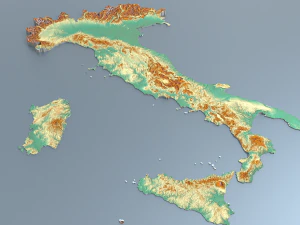 3d map - italy with relief 5k 3D Model