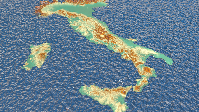 3d map - italy with relief 5k 3D 모델 .c4d .max .obj .3ds .fbx .stl .blend 