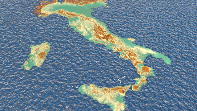 3d map - italy with relief 5k 3D Model .c4d .max .obj .3ds .fbx .stl .blend