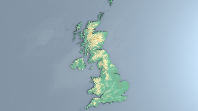 3d map - uk with relief 5k 3D Model .c4d .max .obj .3ds .fbx .stl .blend 